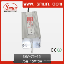 75W 15VDC 5A LED alimentation étanche IP67